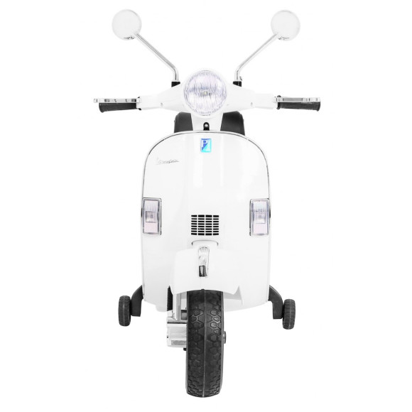 Skuter Vespa elektryczny dla dzieci Biały + Kółka pomocnicze + Audio + Ekoskóra + EVA + Wolny Start Skuter Vespa elektryczny dla dzieci Biały + Kółka pomocnicze + Audio + Ekoskóra + EVA + Wolny Start