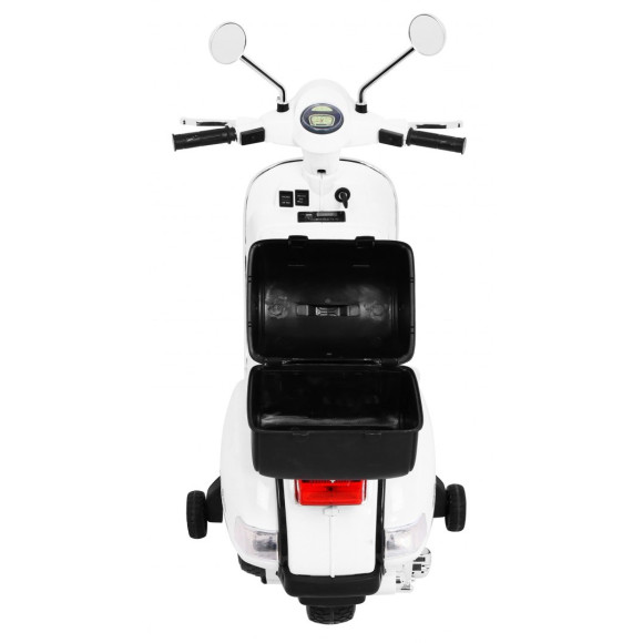 Skuter Vespa elektryczny dla dzieci Biały + Kółka pomocnicze + Audio + Ekoskóra + EVA + Wolny Start Skuter Vespa elektryczny dla dzieci Biały + Kółka pomocnicze + Audio + Ekoskóra + EVA + Wolny Start
