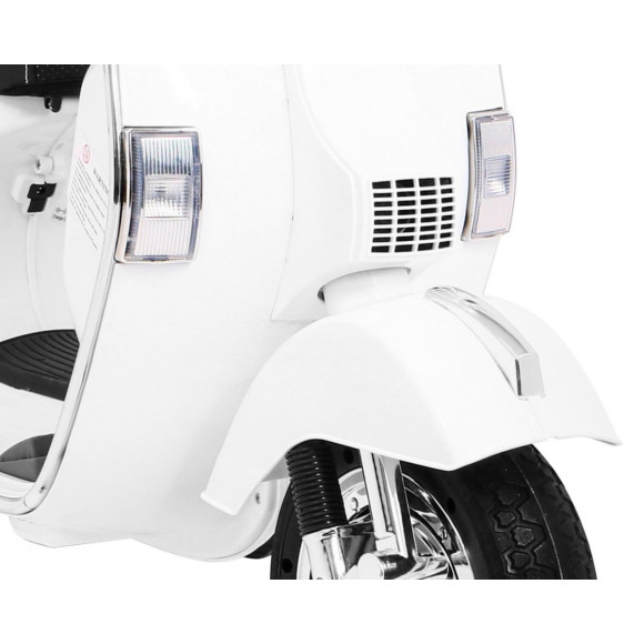 Skuter Vespa elektryczny dla dzieci Biały + Kółka pomocnicze + Audio + Ekoskóra + EVA + Wolny Start Skuter Vespa elektryczny dla dzieci Biały + Kółka pomocnicze + Audio + Ekoskóra + EVA + Wolny Start