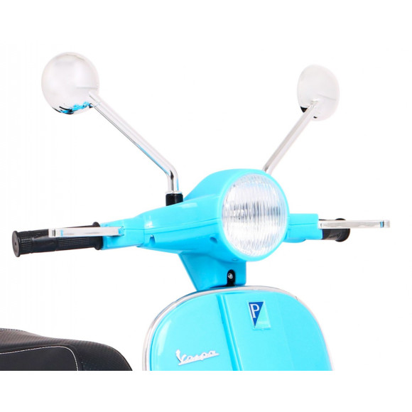 Skuter Vespa elektryczny dla dzieci Niebieski + Kółka pomocnicze + Audio + Ekoskóra + EVA + Wolny Start Skuter Vespa elektryczny dla dzieci Niebieski + Kółka pomocnicze + Audio + Ekoskóra + EVA + Wolny Start