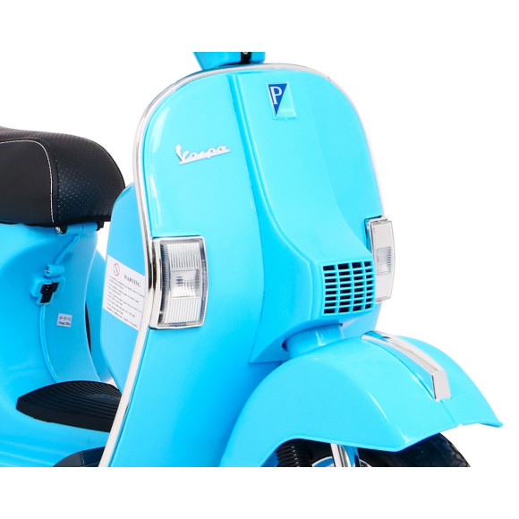 Skuter Vespa elektryczny dla dzieci Niebieski + Kółka pomocnicze + Audio + Ekoskóra + EVA + Wolny Start Skuter Vespa elektryczny dla dzieci Niebieski + Kółka pomocnicze + Audio + Ekoskóra + EVA + Wolny Start