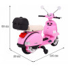 Skuter Vespa elektryczny dla dzieci Różowy + Kółka pomocnicze + Audio + Ekoskóra + EVA + Wolny Start