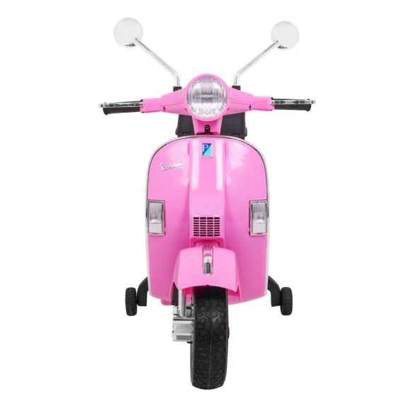 Skuter Vespa elektryczny dla dzieci Różowy + Kółka pomocnicze + Audio + Ekoskóra + EVA + Wolny Start