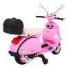 Skuter Vespa elektryczny dla dzieci Różowy + Kółka pomocnicze + Audio + Ekoskóra + EVA + Wolny Start