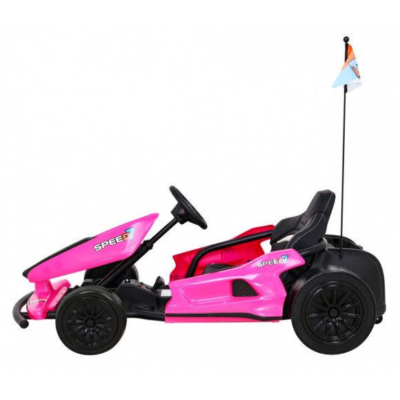Gokart Speed 7 Drift King na akumulator dla dzieci Różowy + Funkcja driftu + Sportowe siedzenie + 2 Prędkości + EVA Gokart Speed 7 Drift King na akumulator dla dzieci Różowy + Funkcja driftu + Sportowe siedzenie + 2 Prędkości + EVA
