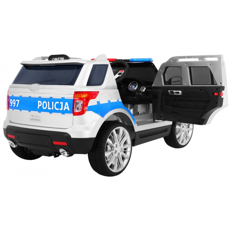 Auto SUV Policja na akumulator dla dzieci + Syreny + Światła + Megafon + Pilot + Wolny Start + EVA + Naklejki