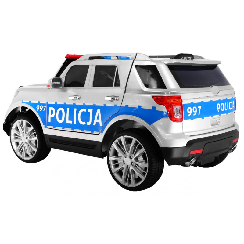 Auto SUV Policja na akumulator dla dzieci + Syreny + Światła + Megafon + Pilot + Wolny Start + EVA + Naklejki