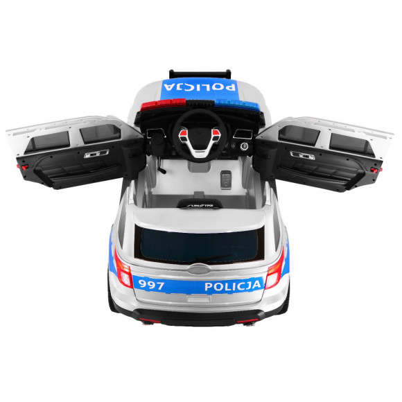 Auto SUV Policja na akumulator dla dzieci + Syreny + Światła + Megafon + Pilot + Wolny Start + EVA + Naklejki