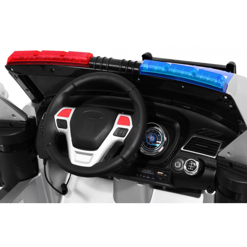 Auto SUV Policja na akumulator dla dzieci + Syreny + Światła + Megafon + Pilot + Wolny Start + EVA + Naklejki