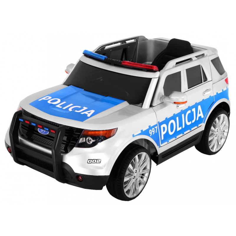 Auto SUV Policja na akumulator dla dzieci + Syreny + Światła + Megafon + Pilot + Wolny Start + EVA + Naklejki