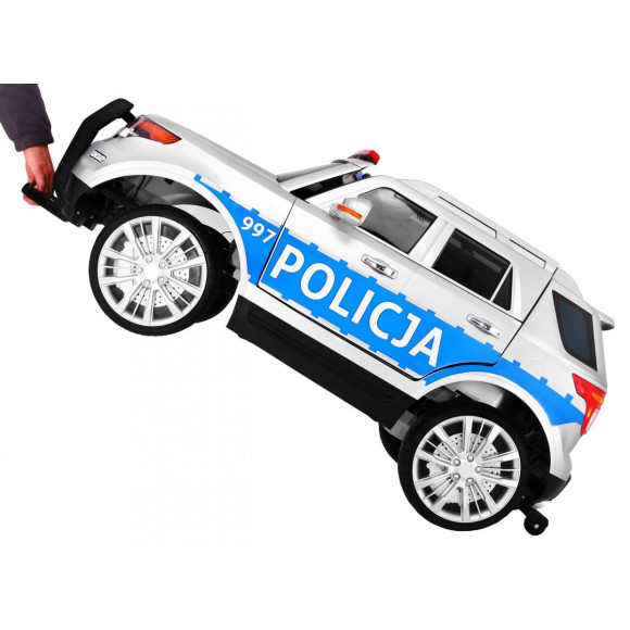 Auto SUV Policja na akumulator dla dzieci + Syreny + Światła + Megafon + Pilot + Wolny Start + EVA + Naklejki