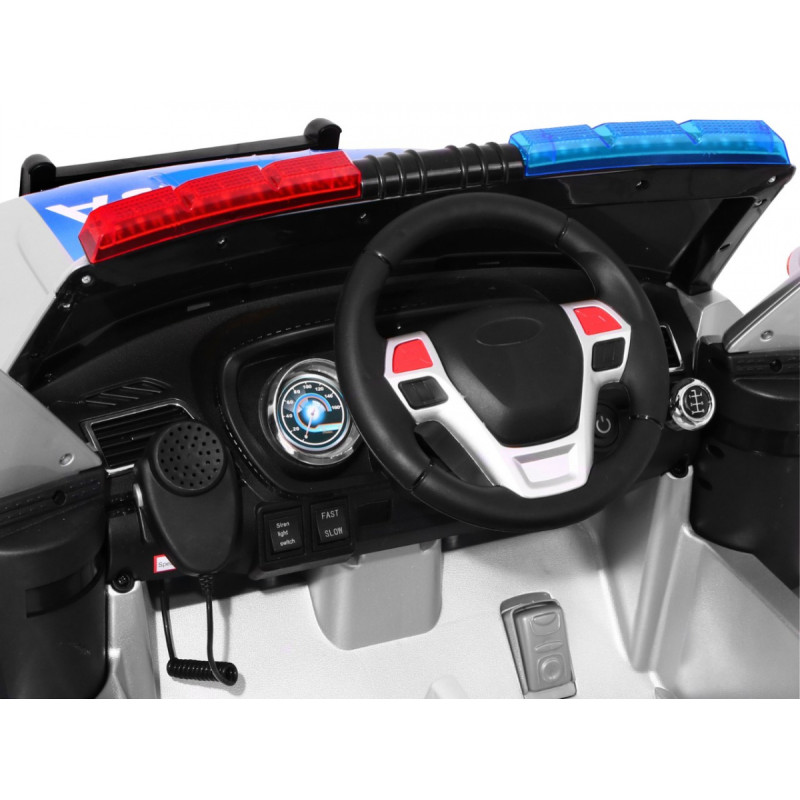Auto SUV Policja na akumulator dla dzieci + Syreny + Światła + Megafon + Pilot + Wolny Start + EVA + Naklejki