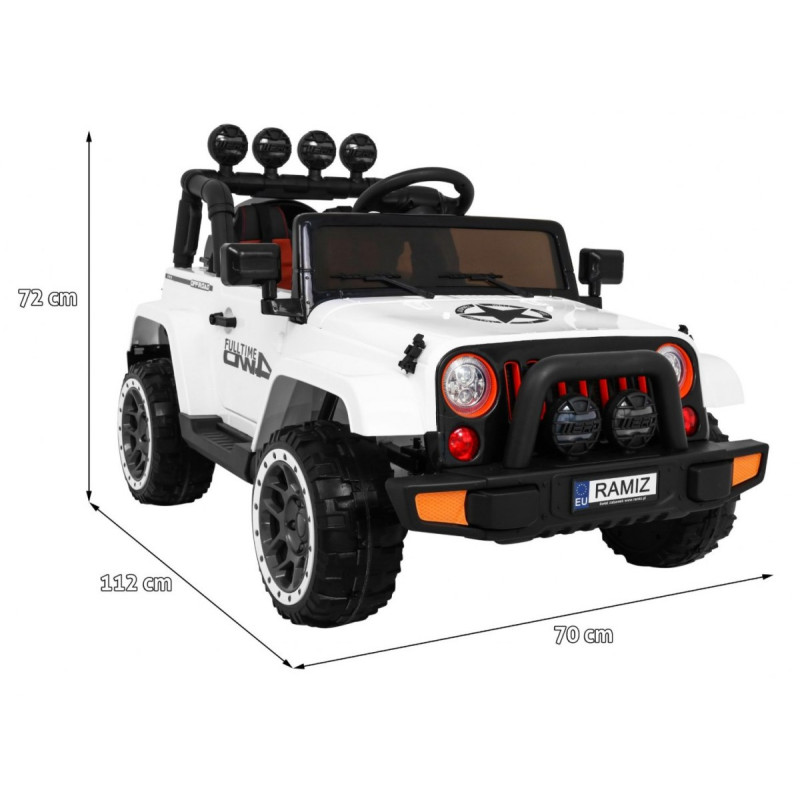 Auto Terenowe Full Time 4WD dla dzieci Biały + Napęd 4x4 + Pilot + Audio LED + Schowek