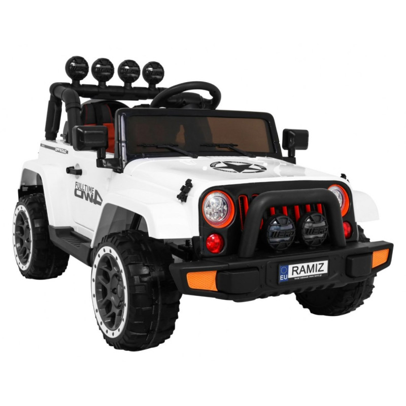 Auto Terenowe Full Time 4WD dla dzieci Biały + Napęd 4x4 + Pilot + Audio LED + Schowek