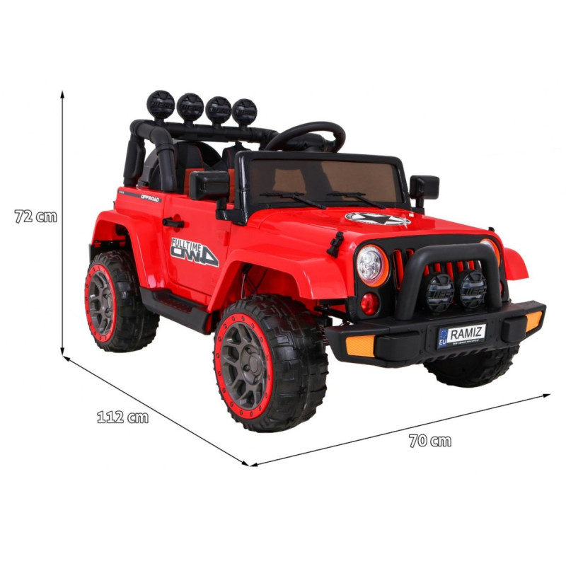 Auto Terenowe Full Time 4WD dla dzieci Czerwony + Napęd 4x4 + Pilot + Audio LED + Schowek