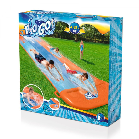 Ślizg wodny dla dzieci 3+ Potrójny tor 488cm BESTWAY + Łatka naprawcza Ślizg wodny dla dzieci 3+ Potrójny tor 488cm BESTWAY + Łatka naprawcza