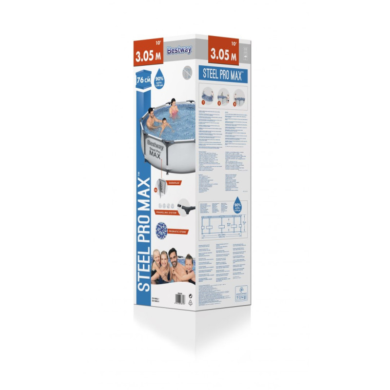 Basen Stelażowy Steel Pro MAX 305x76 Okrągły 10FT BESTWAY DuraPlus FrameLink