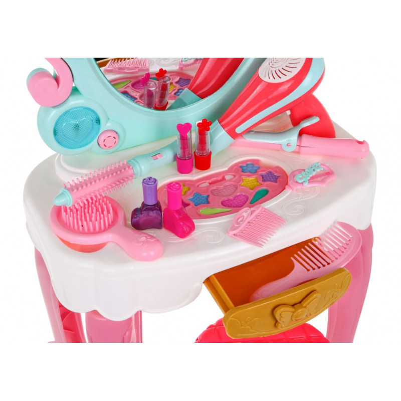 Interaktywna toaletka dla dziewczynek 3+ Taborecik + Suszarka + Akcesoria
