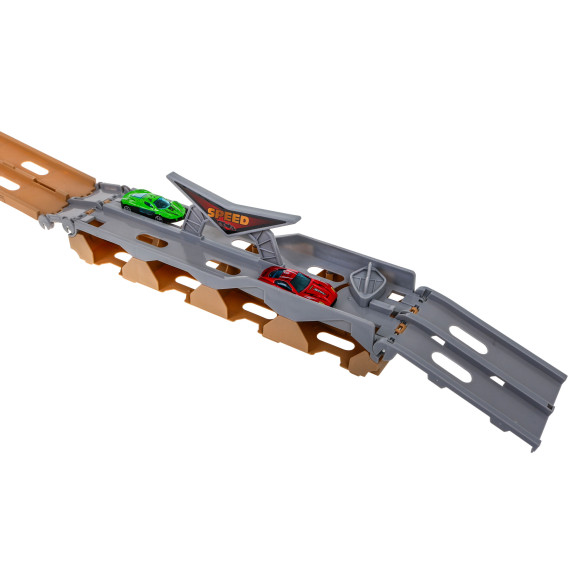 Zestaw 3w1 Ciężarówka z lawetą + autka resoraki dla dzieci 3+ Tor z katapultą Zestaw 3w1 Ciężarówka z lawetą + autka resoraki dla dzieci 3+ Tor z katapultą