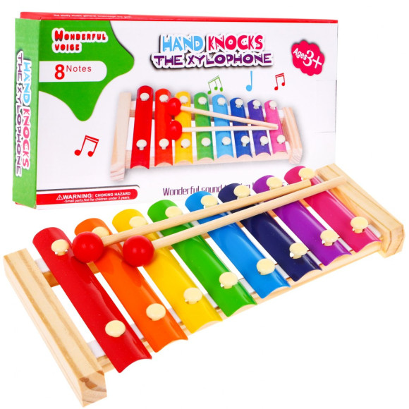 Drewniane cymbałki dla dzieci 3+ Pierwszy instrument muzyczny Tęczowe blaszki + pałeczki Drewniane cymbałki dla dzieci 3+ Pierwszy instrument muzyczny Tęczowe blaszki + pałeczki