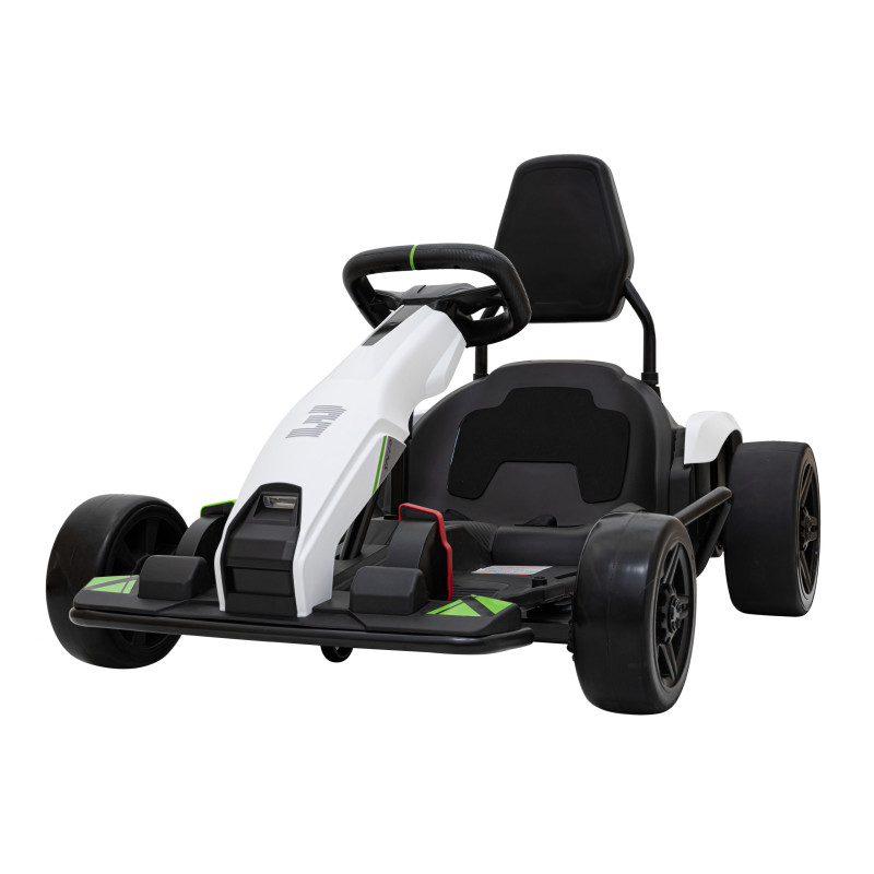 Gokart Fast 3 Drift na akumulator dla dzieci Biały + Funkcja driftu + Silniki 2x150W + Radio LED + Pasy