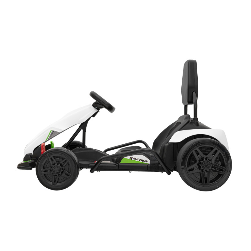 Gokart Fast 3 Drift na akumulator dla dzieci Biały + Funkcja driftu + Silniki 2x150W + Radio LED + Pasy
