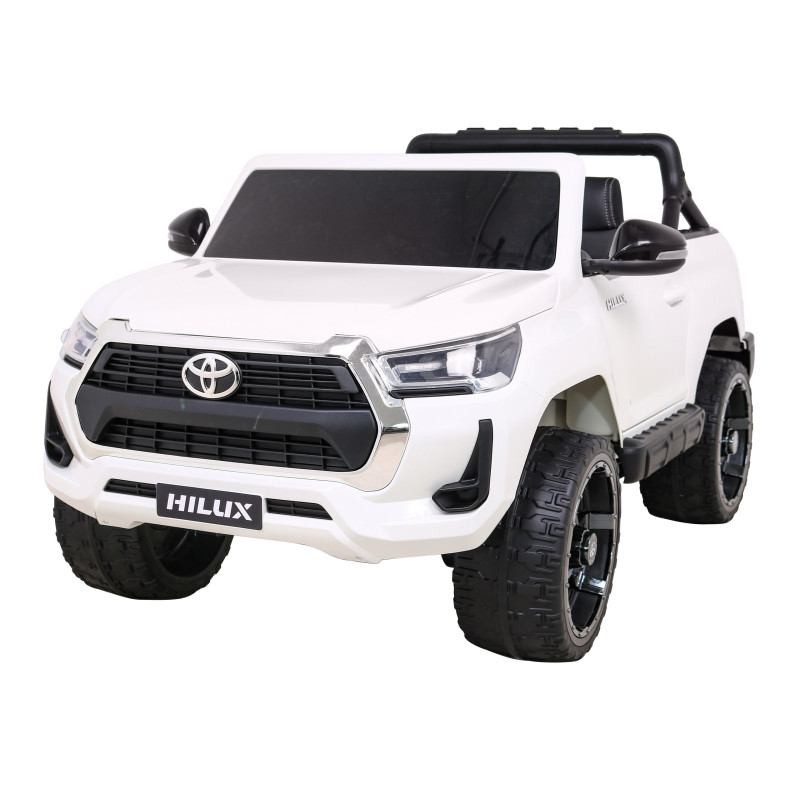 Toyota Hilux na akumulator dla dzieci Biały + Napęd 4x4 + Pilot + 2 bagażniki + Radio MP3 + LED