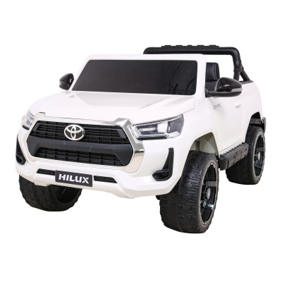 Toyota Hilux na akumulator dla dzieci Biały + Napęd 4x4 + Pilot + 2 bagażniki + Radio MP3 + LED