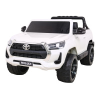Toyota Hilux na akumulator dla dzieci Biały + Napęd 4x4 + Pilot + 2 bagażniki + Radio MP3 + LED