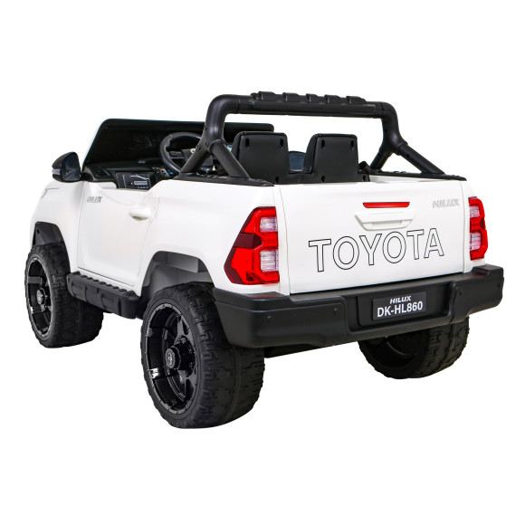 Toyota Hilux na akumulator dla dzieci Biały + Napęd 4x4 + Pilot + 2 bagażniki + Radio MP3 + LED