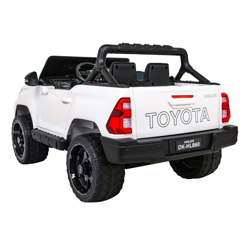Toyota Hilux na akumulator dla dzieci Biały + Napęd 4x4 + Pilot + 2 bagażniki + Radio MP3 + LED