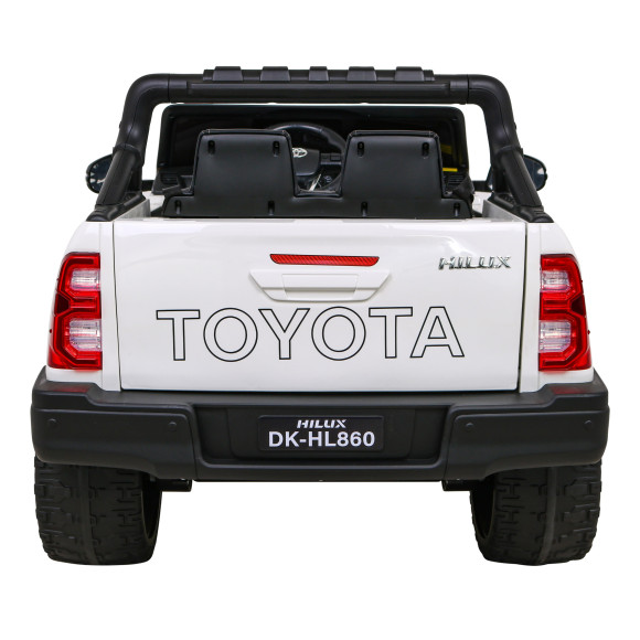 Toyota Hilux na akumulator dla dzieci Biały + Napęd 4x4 + Pilot + 2 bagażniki + Radio MP3 + LED
