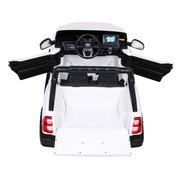 Toyota Hilux na akumulator dla dzieci Biały + Napęd 4x4 + Pilot + 2 bagażniki + Radio MP3 + LED