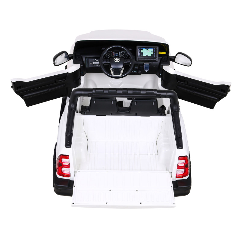 Toyota Hilux na akumulator dla dzieci Biały + Napęd 4x4 + Pilot + 2 bagażniki + Radio MP3 + LED