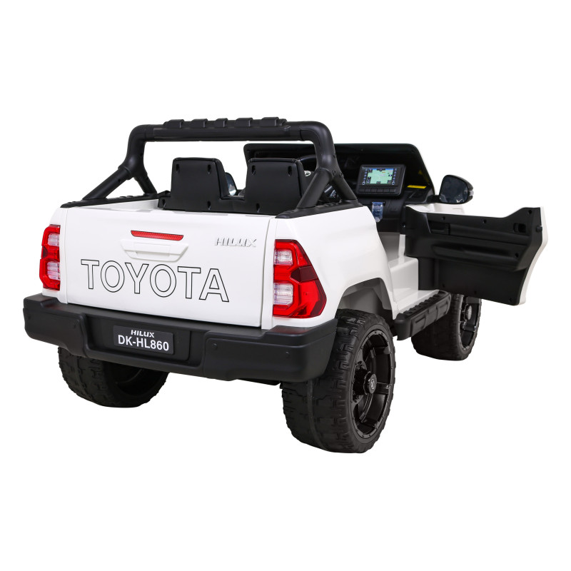 Toyota Hilux na akumulator dla dzieci Biały + Napęd 4x4 + Pilot + 2 bagażniki + Radio MP3 + LED