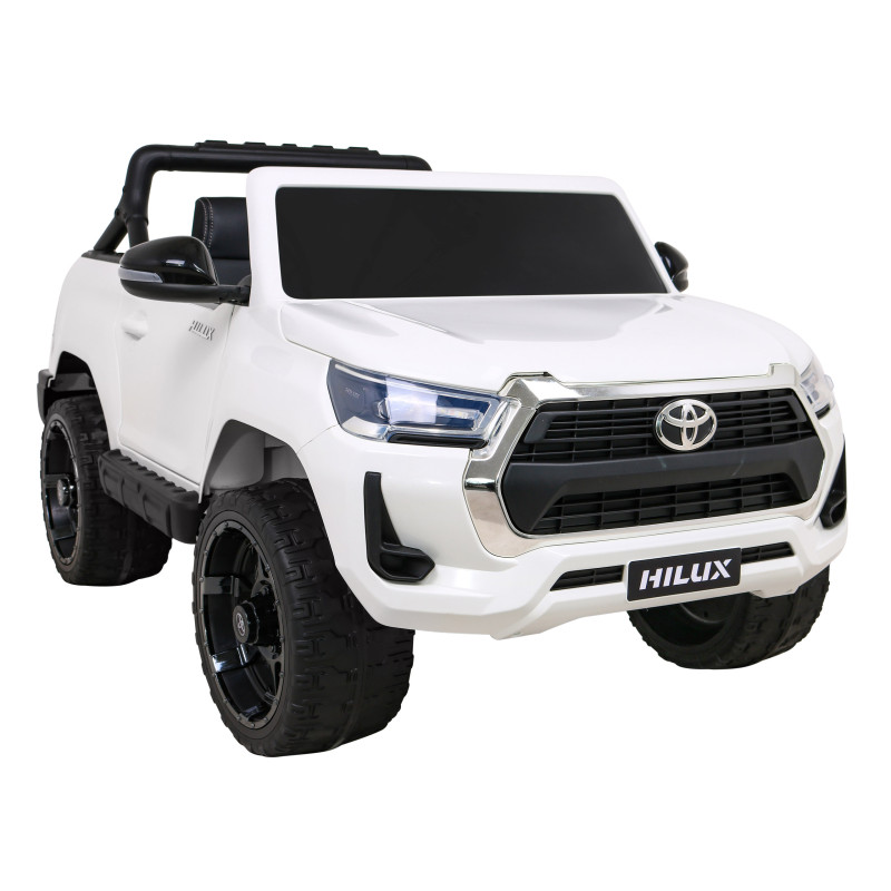 Toyota Hilux na akumulator dla dzieci Biały + Napęd 4x4 + Pilot + 2 bagażniki + Radio MP3 + LED
