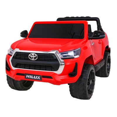 Toyota Hilux na akumulator dla dzieci Czerwony + Napęd 4x4 + Pilot + 2 bagażniki + Radio MP3 + LED