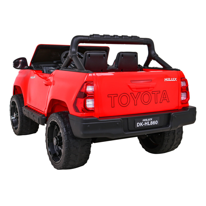 Toyota Hilux na akumulator dla dzieci Czerwony + Napęd 4x4 + Pilot + 2 bagażniki + Radio MP3 + LED