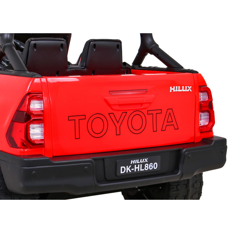 Toyota Hilux na akumulator dla dzieci Czerwony + Napęd 4x4 + Pilot + 2 bagażniki + Radio MP3 + LED