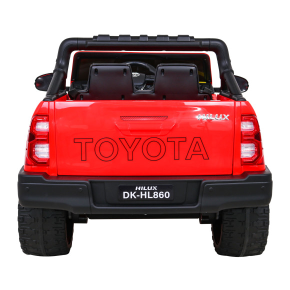 Toyota Hilux na akumulator dla dzieci Czerwony + Napęd 4x4 + Pilot + 2 bagażniki + Radio MP3 + LED