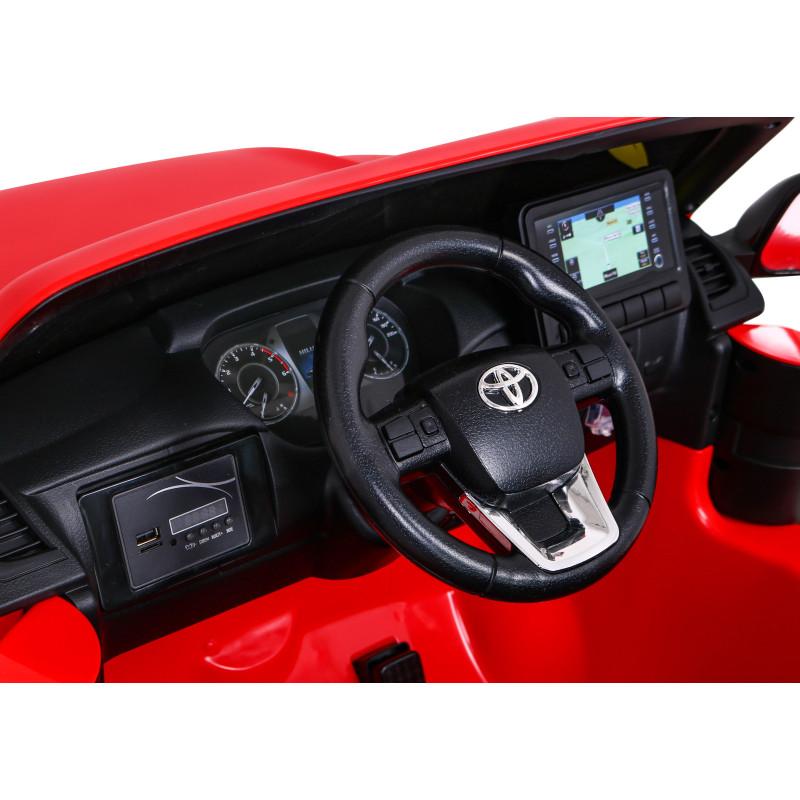 Toyota Hilux na akumulator dla dzieci Czerwony + Napęd 4x4 + Pilot + 2 bagażniki + Radio MP3 + LED