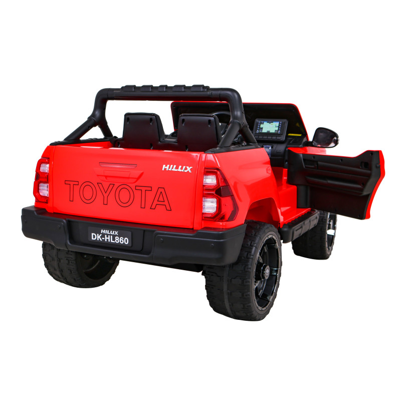 Toyota Hilux na akumulator dla dzieci Czerwony + Napęd 4x4 + Pilot + 2 bagażniki + Radio MP3 + LED