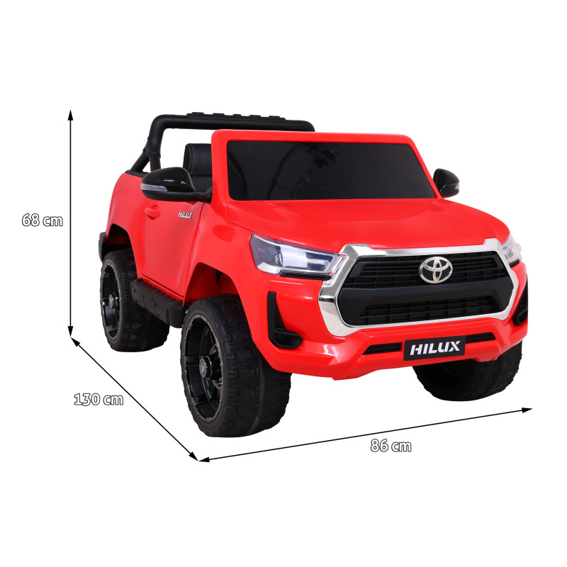 Toyota Hilux na akumulator dla dzieci Czerwony + Napęd 4x4 + Pilot + 2 bagażniki + Radio MP3 + LED