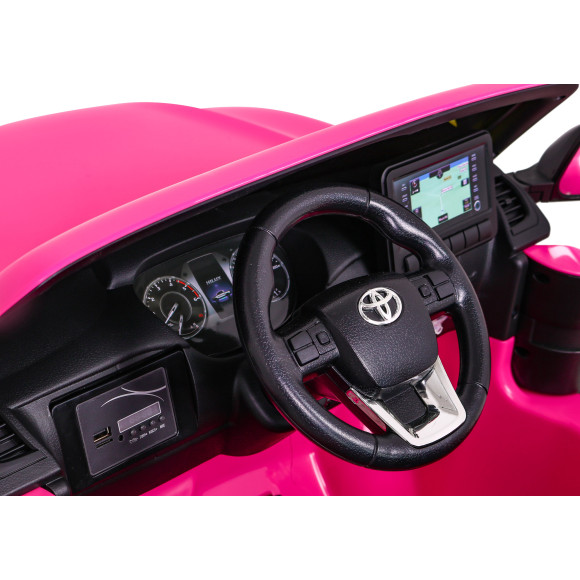 Toyota Hilux na akumulator dla dzieci Różowy + Napęd 4x4 + Pilot + 2 bagażniki + Radio MP3 + LED