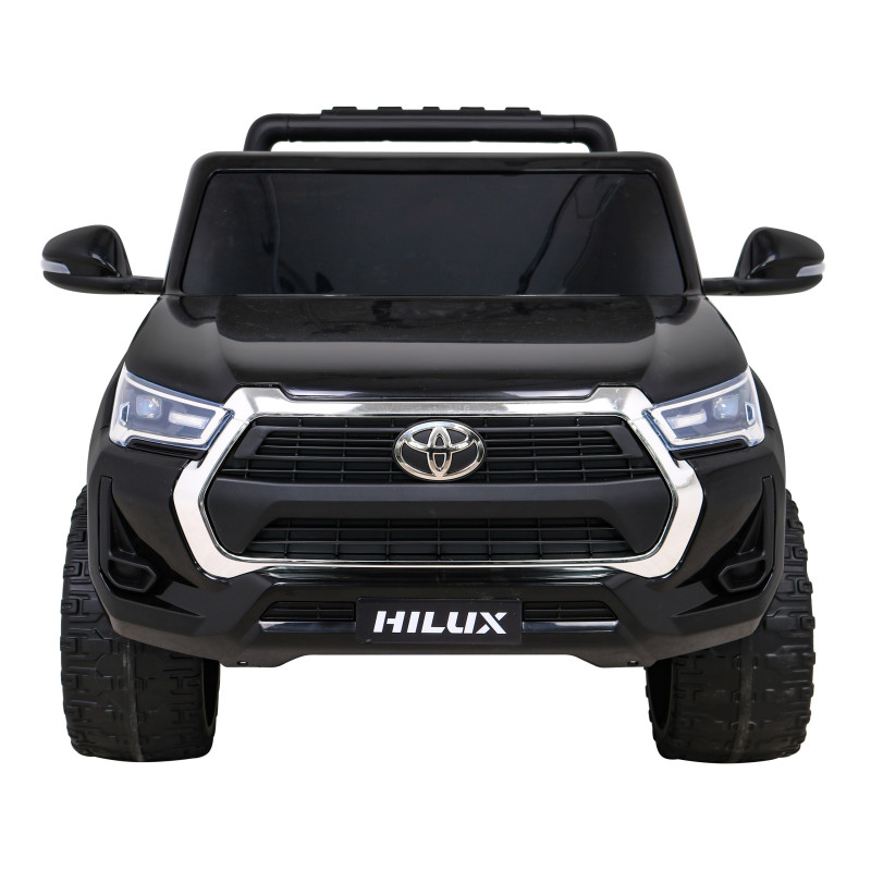 Toyota Hilux na akumulator dla dzieci Czarny + Napęd 4x4 + Pilot + 2 bagażniki + Radio MP3 + LED