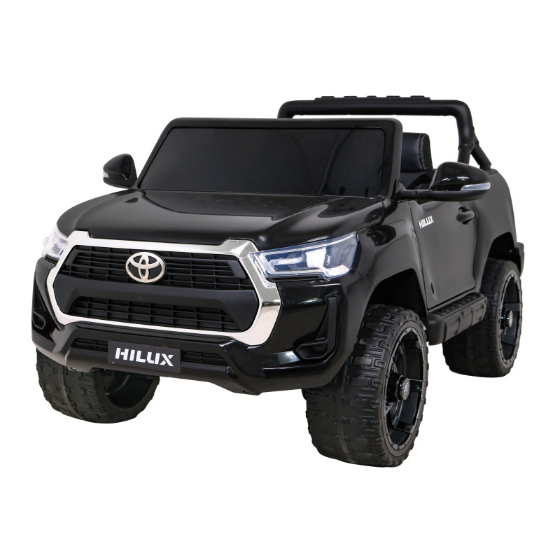Toyota Hilux na akumulator dla dzieci Czarny + Napęd 4x4 + Pilot + 2 bagażniki + Radio MP3 + LED