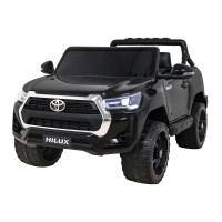 Toyota Hilux na akumulator dla dzieci Czarny + Napęd 4x4 + Pilot + 2 bagażniki + Radio MP3 + LED