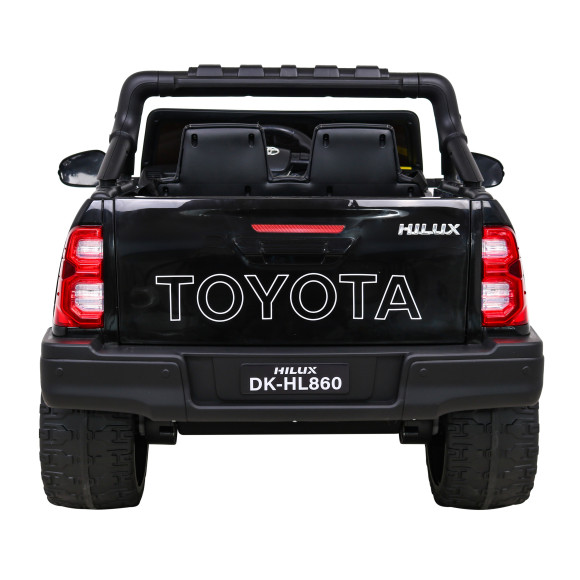 Toyota Hilux na akumulator dla dzieci Czarny + Napęd 4x4 + Pilot + 2 bagażniki + Radio MP3 + LED