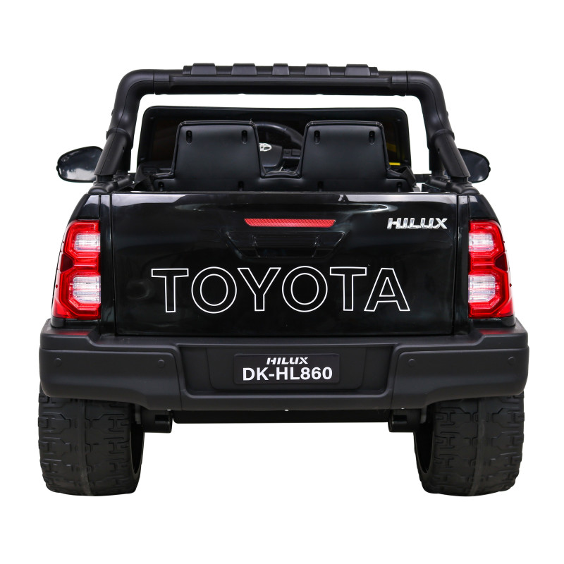 Toyota Hilux na akumulator dla dzieci Czarny + Napęd 4x4 + Pilot + 2 bagażniki + Radio MP3 + LED