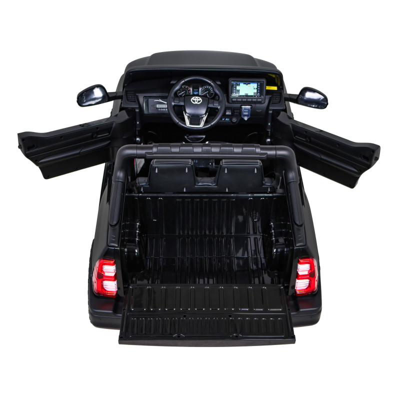 Toyota Hilux na akumulator dla dzieci Czarny + Napęd 4x4 + Pilot + 2 bagażniki + Radio MP3 + LED